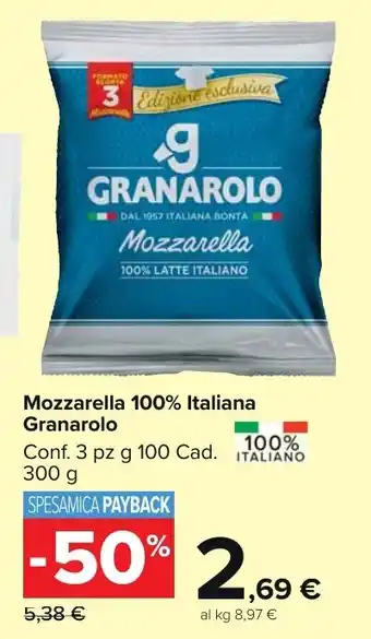 Carrefour Market Mozzarella 100% Italiana Granarolo 300 g offerta