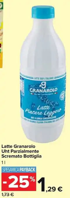 Carrefour Market Latte Granarolo Uht Parzialmente Scremato Bottiglia 1 l offerta