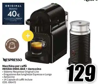 MediaWorld NESPRESSO Macchina per caffè INISSIA EN80.BAE + Aeroccino offerta