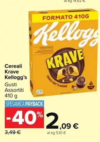 Carrefour Market Cereali Krave Kellogg's Gusti Assortiti 410 g offerta