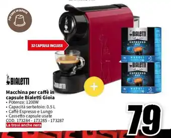 MediaWorld BIALETTI Macchina per caffè in capsule Bialetti Gioia offerta