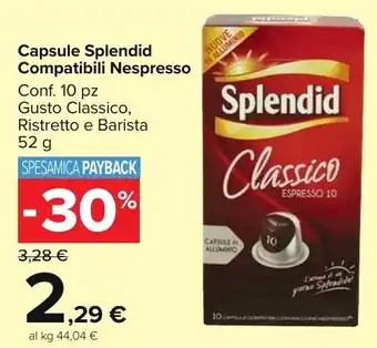 Carrefour Market Capsule Splendid Compatibili Nespresso 52 g offerta