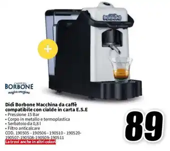 MediaWorld Didi Borbone Macchina da caffè compatibile con cialde in carta E.S.E offerta
