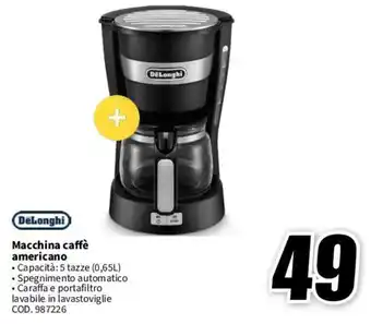 MediaWorld DeLonghi Macchina caffè americano offerta