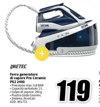 MediaWorld IMETEC Ferro generatore di vapore Pro Ceramic PS2 2400 offerta
