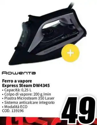 MediaWorld Rowenta Ferro a vapore Express Steam DW4345 offerta