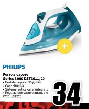 MediaWorld PHILIPS Ferro a vapore Series 3000 DST 3011/20 offerta