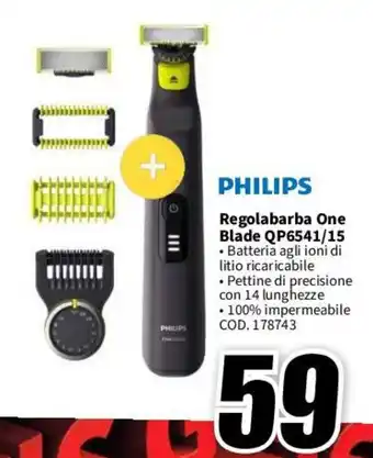 MediaWorld PHILIPS Regolabarba One Blade QP6541/15 offerta