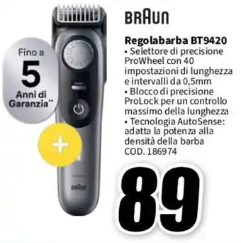 MediaWorld BRAUN Regolabarba BT9420 offerta