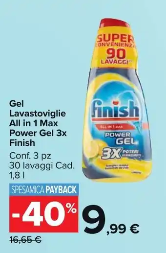 Gel Lavastoviglie All in 1 Max Power Gel 3x Finish 1,8 l