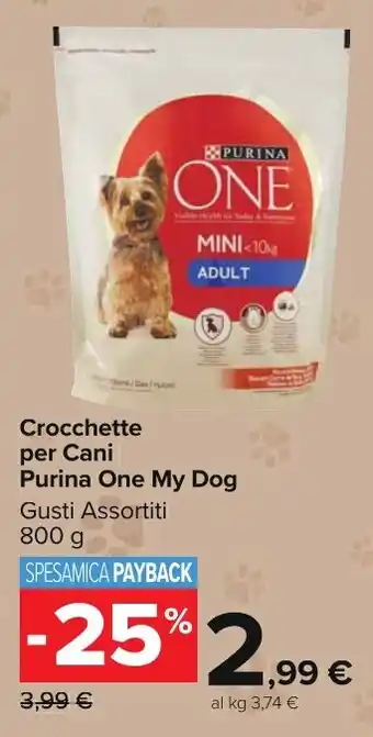 Carrefour Market Crocchette per Cani Purina One My Dog Gusti Assortiti 800 g offerta
