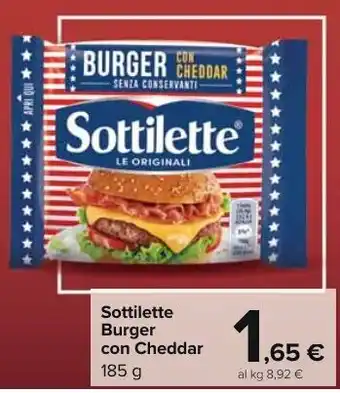 Carrefour Market Sottilette Burger con Cheddar 185 g offerta