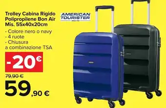 Carrefour Market Trolley Cabina Rigido Polipropilene Bon Air Mis. 55x40x20cm offerta