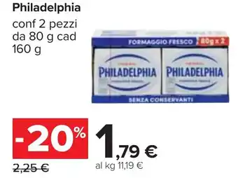 Carrefour Philadelphia conf 2 pezzi da 80 g cad 160 g offerta