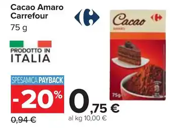 Carrefour Cacao Amaro Carrefour 75 g offerta