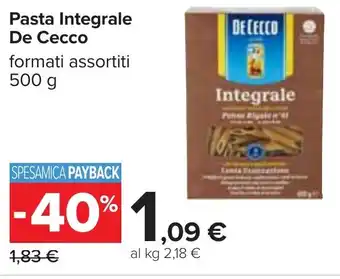 Pasta Integrale De Cecco formati assortiti 500 g