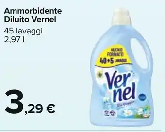 Carrefour Ammorbidente Diluito Vernel 45 lavaggi 2,97 l offerta