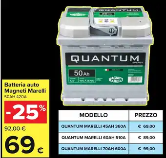 Carrefour Batteria auto Magneti Marelli 50AH 420A offerta