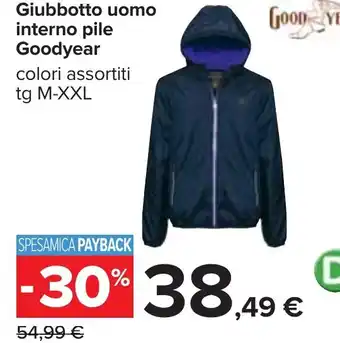 Carrefour Giubbotto uomo interno pile Goodyear M-XXL offerta