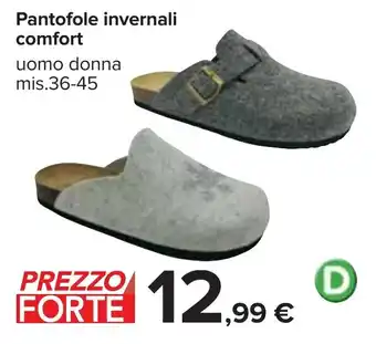 Carrefour Pantofole invernali comfort uomo donna mis.36-45 offerta