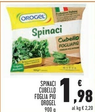 Conad Orogel Spinaci Cubello Foglia Piu 900 G offerta