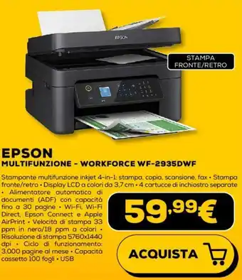 Euronics EPSON MULTIFUNZIONE - WORKFORCE WF-2935DWF offerta