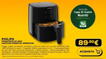 PHILIPS FRIGGITRICE AD ARIA AIRFRYER ESSENTIAL HD9200/90