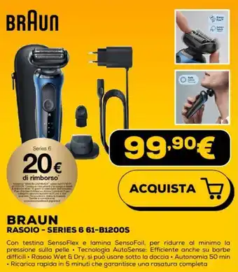 Euronics BRAUN RASOIO - SERIES 6 61-B1200S offerta