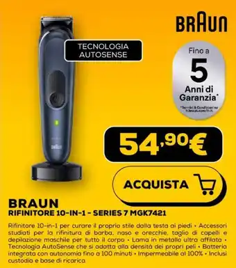Euronics BRAUN RIFINITORE 10-IN-1 - SERIES 7 MGK7421 offerta