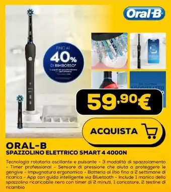 Euronics ORAL-B SPAZZOLINO ELETTRICO SMART 4 4000N offerta