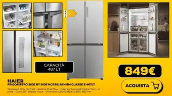 Euronics HAIER FRIGORIFERO SIDE BY SIDE HCR3818ENMM CLASSE E 467LT offerta
