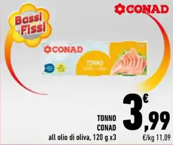 Conad TONNO CONAD all olio di oliva, 120 g x3 offerta