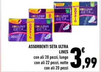 Conad ASSORBENTI SETA ULTRA LINES con ali 28 pezzi offerta