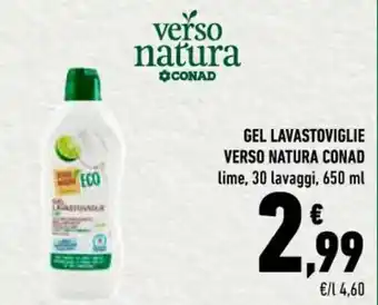 Conad GEL LAVASTOVIGLIE VERSO NATURA CONAD lime, 30 lavaggi, 650 ml offerta