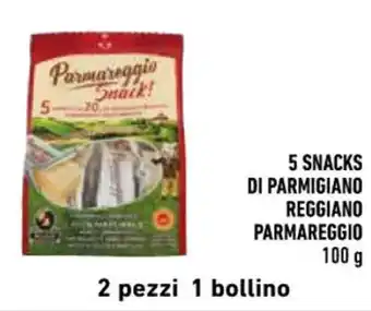 Conad 5 SNACKS DI PARMIGIANO REGGIANO PARMAREGGIO 100 g offerta