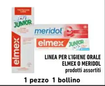 Conad LINEA PER L'IGIENE ORALE ELMEX O MERIDOL prodotti assortiti offerta
