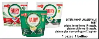 Conad DETERSIVO PER LAVASTOVIGLIE FAIRY original in one limone 17 capsule offerta