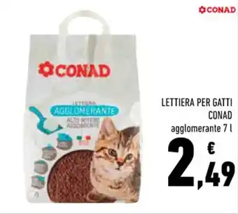 Conad LETTIERA PER GATTI CONAD agglomerante 7 l offerta