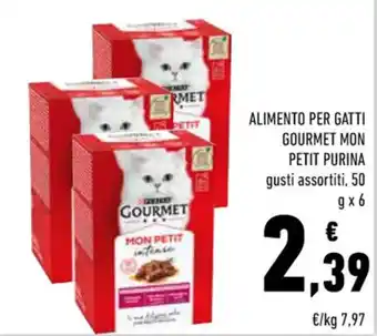 Conad ALIMENTO PER GATTI GOURMET MON PETIT PURINA gusti assortiti, 50 g x 6 offerta