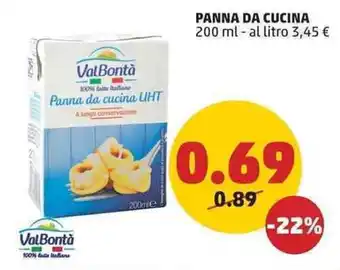 PENNY ValBontà PANNA DA CUCINA 200 ml offerta