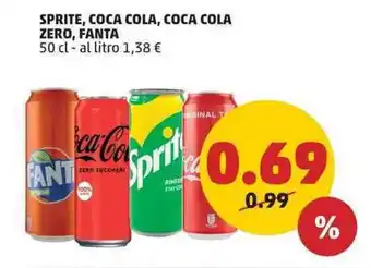 PENNY SPRITE, COCA COLA, COCA COLA ZERO, FANTA 50 cl offerta
