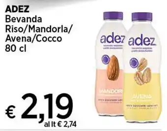 Coop ADEZ Bevanda Riso/Mandorla/ Avena/Cocco 80 cl offerta