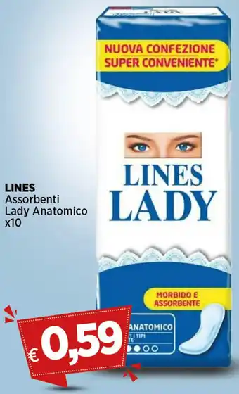 Coop LINES Assorbenti Lady Anatomico x10 offerta