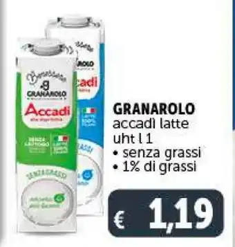 Deco Supermercati GRANAROLO accadi latte uht l 1 • senza grassi • 1% di grassi offerta