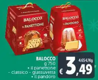 Deco Supermercati BALOCCO g 750 • il panettone - classico - glassuvetta il pandoro offerta