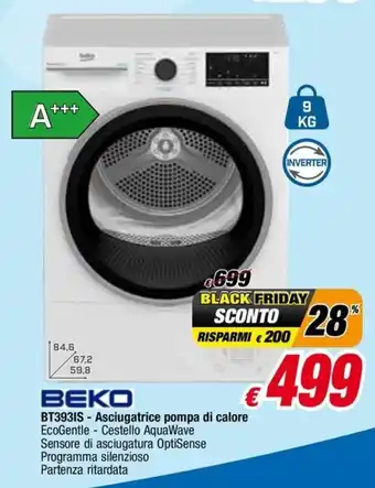 BEKO BT393IS - Asciugatrice pompa di calore