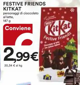 Ipercoop FESTIVE FRIENDS KITKAT personaggi di cioccolato al latte, 147 g offerta