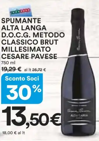 SPUMANTE ALTA LANGA D.O.C.G. METODO CLASSICO BRUT MILLESIMATO CESARE PAVESE 750 ml