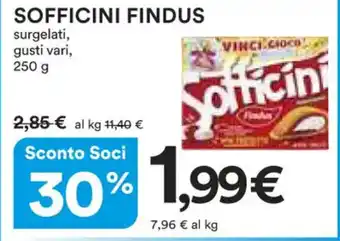 Ipercoop SOFFICINI FINDUS surgelati, gusti vari, 250 g offerta