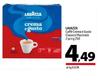 A&O LAVAZZA Caffè Crema e Gusto Classico Macinato 2 pz x g 250 offerta